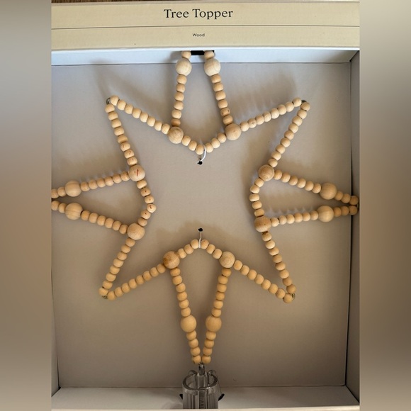 Studio McGee Wood Bead Christmas Tree Topper Star - Picture 3 of 5